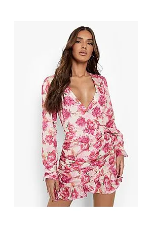 Boohoo Floral Ruffle Rouched Skort Playsuit