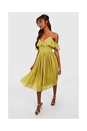 Boohoo Cold Shoulder Ruffle Midi Bridesmaid Dress