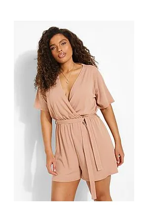 Boohoo Plus Soft Rib Wrap Flippy Playsuit