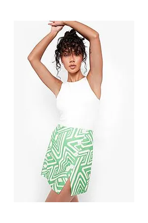 Boohoo Abstract Button Detail Mini Skirt