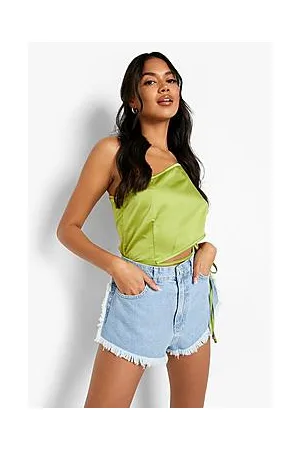 Boohoo Bleached Distressed Edge Denim Hotpant