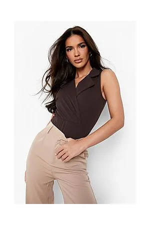 Boohoo Sleeveless Lapel Detail Bodysuit