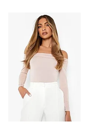 Boohoo Off Shoulder Slinky Long Sleeve Bodysuit