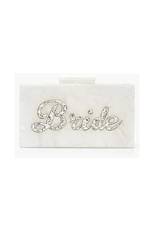 Boohoo Premium Bride Box Clutch Bag & Chain