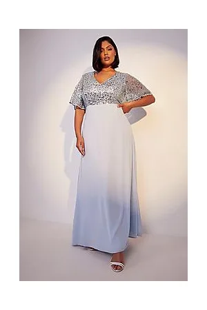 Boohoo Plus Bridesmaid Occasion Sequin Angel Maxi Dress