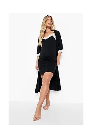 Boohoo Maternity Lace Nightie And Robe Set