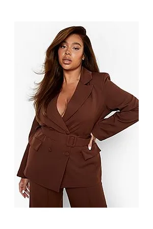 Boohoo Plus Belted Double Breasted Blazer