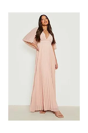 Boohoo Tall Pleated Cape Bridesmaid Maxi Dress