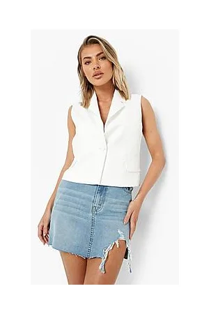 Boohoo Rip Hem Denim Mini Skirt