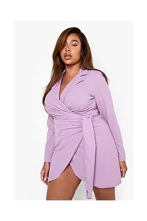 Boohoo Plus Wrap Sash Detail Blazer Dress