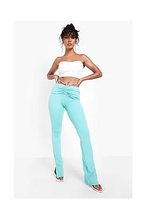 Boohoo Ruched Beaded Tie Waist Split Hem Leggings