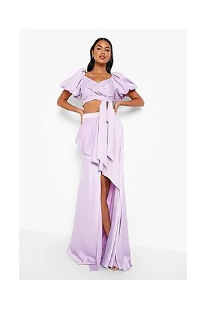 Boohoo Occasion Matte Satin Draped Detail Maxi Skirt