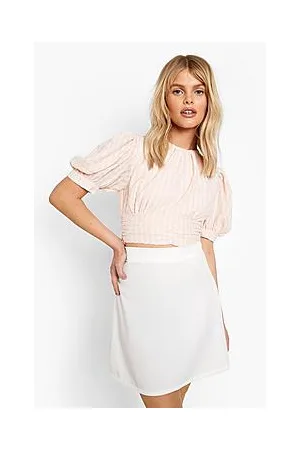 Boohoo Gingham Puff Sleeve Crop