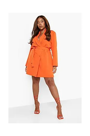 Boohoo Plus Tie Belt Wrap Blazer Dress