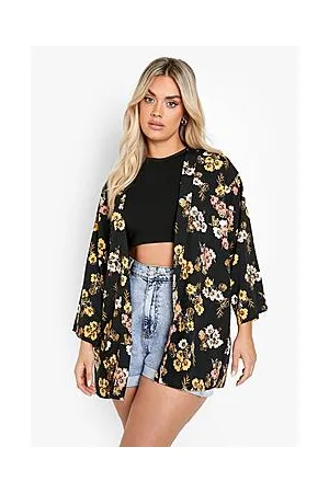 Boohoo Plus Floral Print Kimono