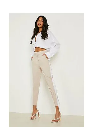 Boohoo Stripe Side Crepe Skinny Tapered Trouser