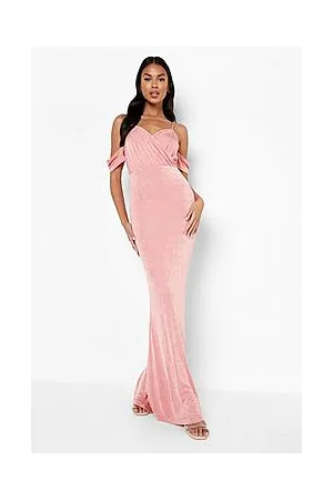 Boohoo Textured Slinky Drape Sleeve Bridesmaid Dress