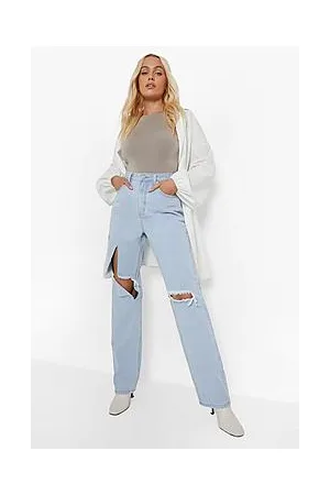 Boohoo Bleach Wash Busted Boyfriend Jeans