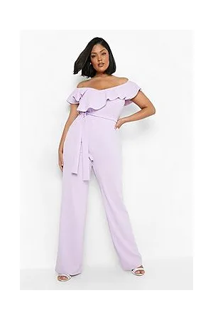 Boohoo Plus Off Shoulder Tie Belt Tailored Jumpsuit