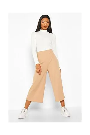 Boohoo High Waisted Soft Rib Culotte Trousers