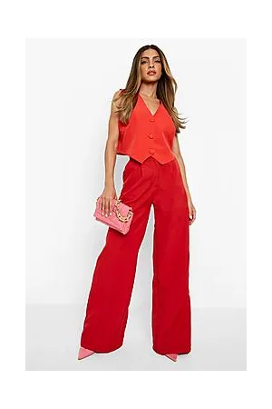 Boohoo Pleat Front Tailored Wide Leg Trouser