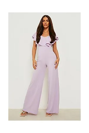 Boohoo Ruffle Neck Wide Leg Jumpsuit