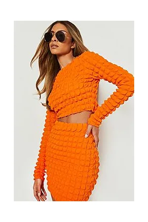 Boohoo Bubble Jersey Backless Crop & Mini Skirt