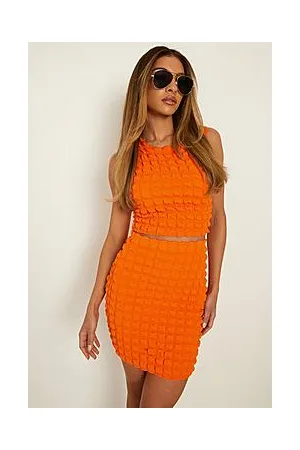 Boohoo Bubble Jersey Racer Crop & Mini Skirt