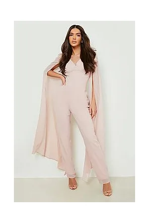 Boohoo Cape Detail Plunge Fitted Jumpsuit