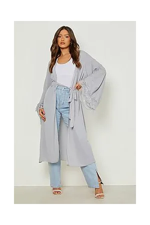 Boohoo Lace Cuff Detail Woven Kimono
