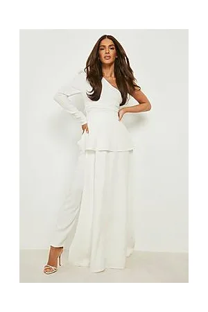 Boohoo Asymmetric Drape Detail Puff Sleeve Jumpsuit