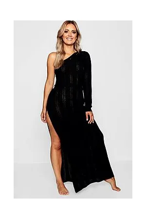 Boohoo Plus One Shoulder Crochet Beach Dress