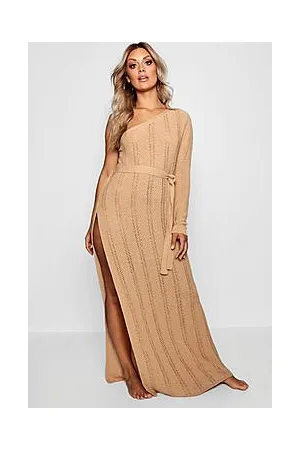 Boohoo Plus One Shoulder Crochet Beach Dress