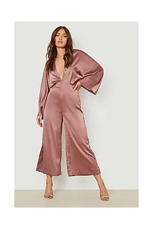 Boohoo Satin Plunge Culotte Jumpsuit