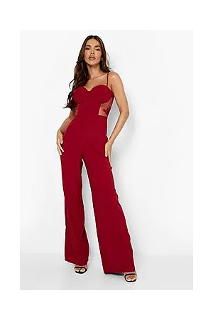 Boohoo Contrast Lace Corset Wide Leg Jumpsuit