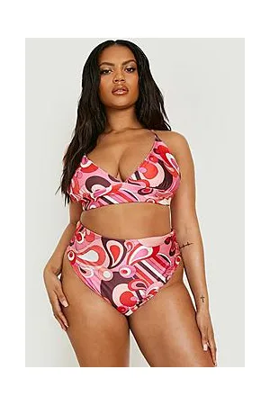 Boohoo Plus Retro Floral Triangle High Leg Bikini