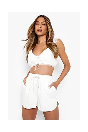 Boohoo Plisse Sheer Frill Sleeve Bralet