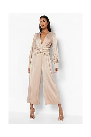 Boohoo Satin Twist Front Culotte Jumpsuit