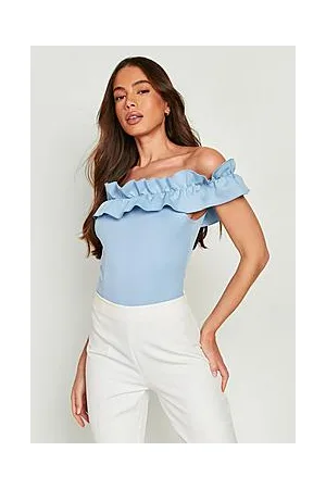 Boohoo Ruffle Scuba Bardot Bodysuit