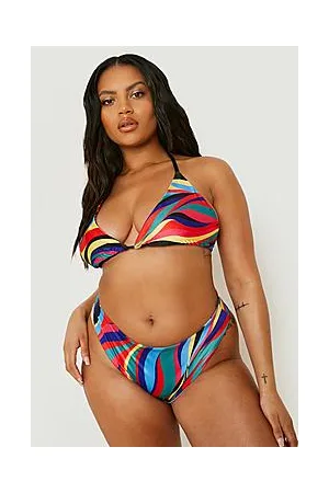 Boohoo Plus Abstract Print Triangle Bikini