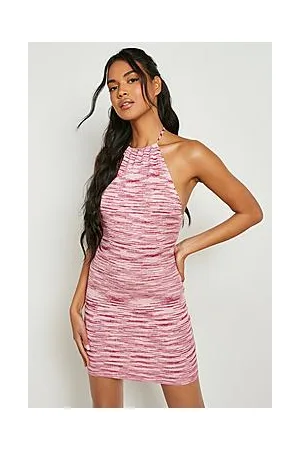 Boohoo Space Dye Halterneck Knitted Dress
