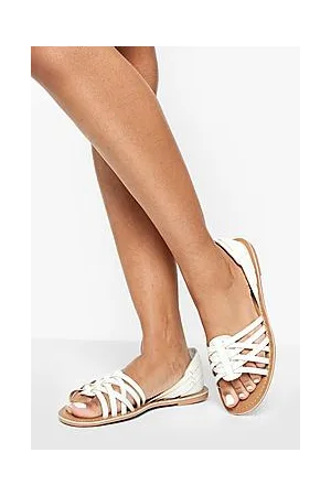 Boohoo Wide Fit Woven Leather Ballet Flats