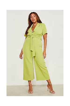 Boohoo Plus Woven Front Knot Culotte Jumpsuit