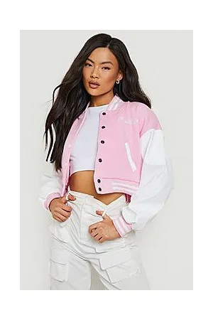 Boohoo Crop Varsity Bomber Jacket