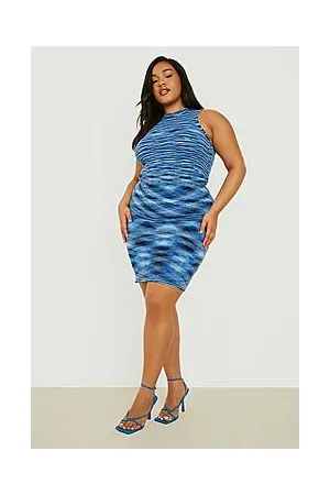 Boohoo Plus Space Dye Knitted Midi Dress