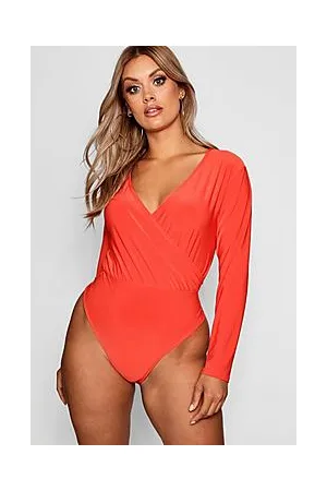 Boohoo Plus Slinky Wrap Over Bodysuit