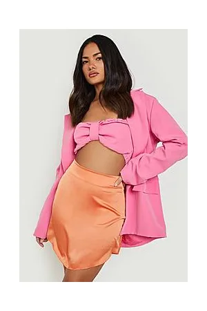 Boohoo Satin Curved Hem Mini Skirt