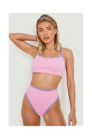 Boohoo Contrast Crinkle High Waisted Bikini Brief