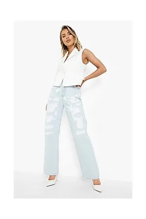 Boohoo Bleached Rip & Stitch Boyfriend Jeans