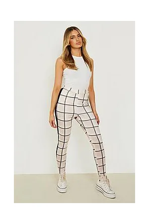 Boohoo Sports Stripe High Waisted Checked Leggings